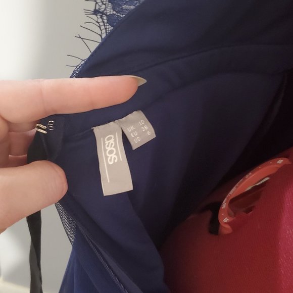 Backless, dark blue, lace dress, Asos, size 6 - Picture 5 of 5